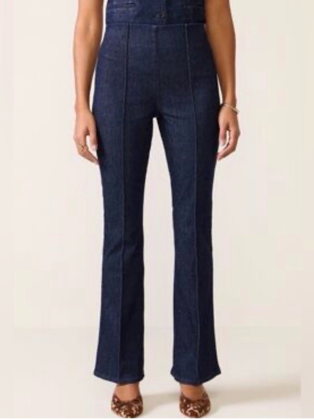 NWT SPANX Dark Blue High-Waist Flare Denim Pants Size M